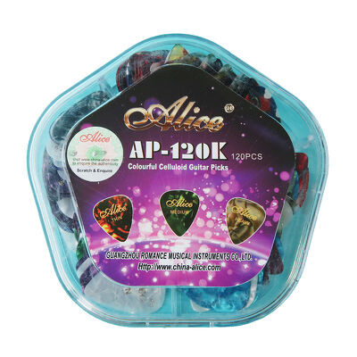 Kostki gitarowe kolorowe celuloidowe zestaw AP120K Alice